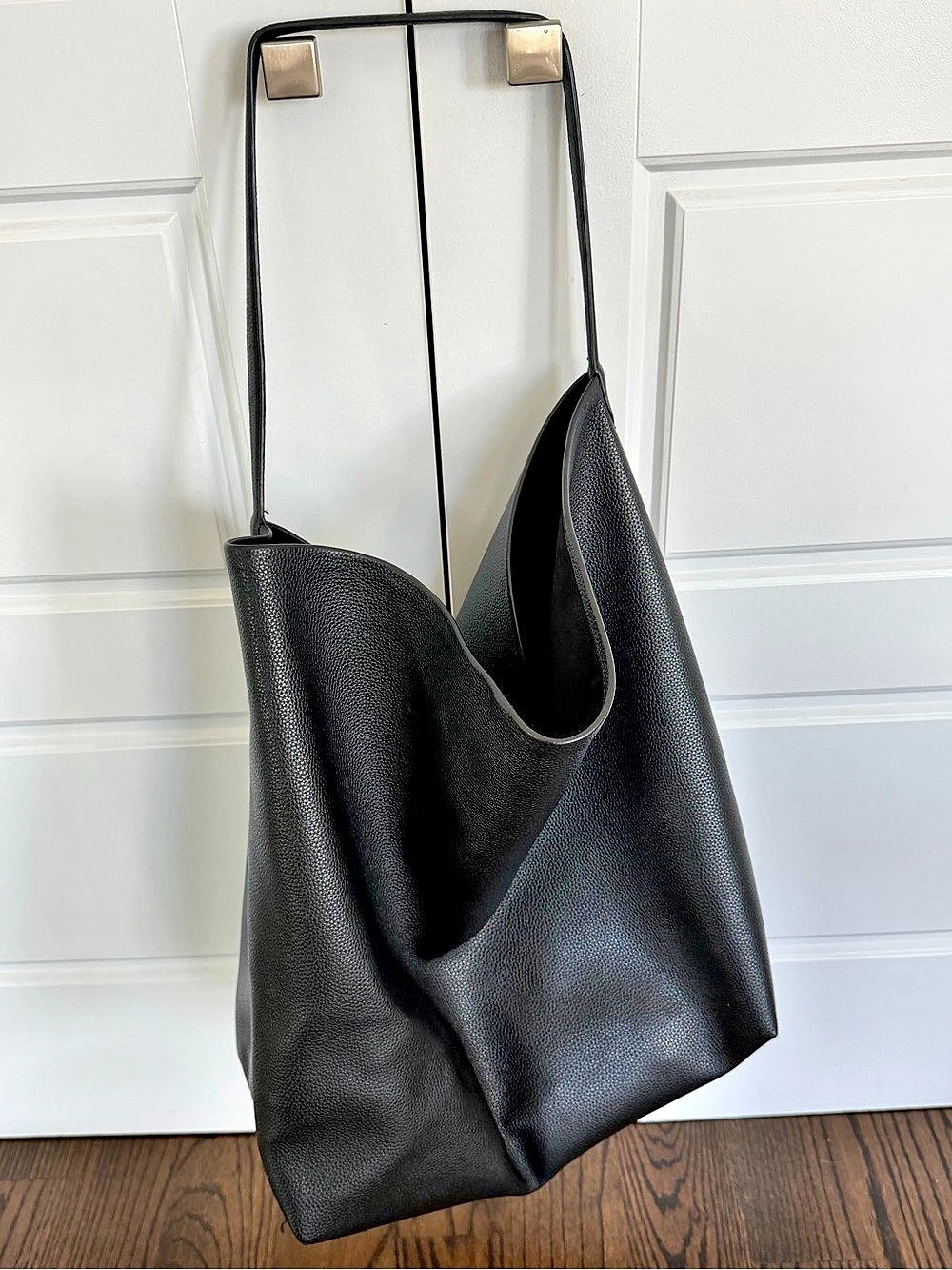 OAK + FORT Black Faux Leather Tote Bag